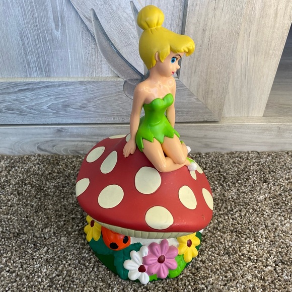 Vintage Toys Disney Tinkerbell on Mushroom Coin Bank - (no Plug) - Picture 7 of 8